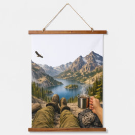 Coffee With a View Wandteppich Mit Holzrahmen