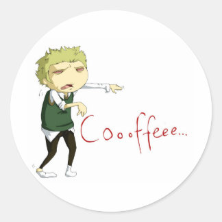 Coffee Zombie Runder Aufkleber