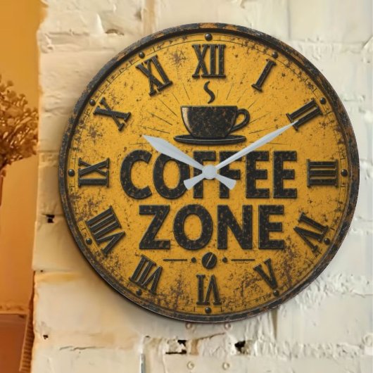 Coffee Zone Rustic Bar Farmhouse Kitchen Decor Große Wanduhr