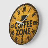 Coffee Zone Rustic Bar Farmhouse Kitchen Decor Große Wanduhr (Winkel)