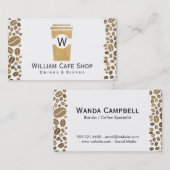 Coffee | zu gehen (braune Textur II) Kaffeebohnen Visitenkarte (Vorne/Hinten)