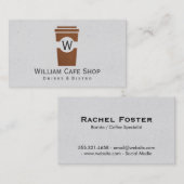 Coffee | zu gehen (braune Textur) Visitenkarte (Vorne/Hinten)