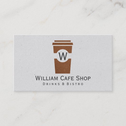 Coffee | zu gehen (braune Textur) Visitenkarte (Vorderseite)