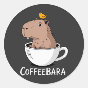 Coffeebara Süße Capybara-Kaffeetasse Lustiger Wort Runder Aufkleber