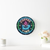 ☕ Coffeecore Clock Coffee Memes Neon Look Runde Wanduhr (Zuhause)