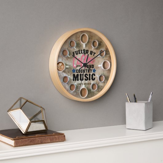 ☕ Coffeecore Clock Coffee Memos Country Music Uhr (Büro)