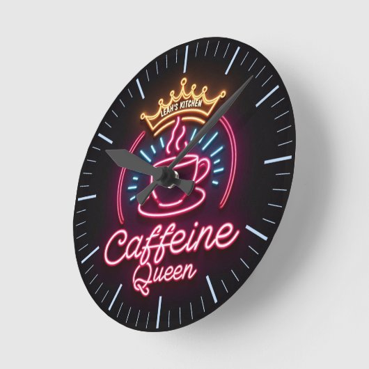 ☕ Coffeecore Clock Kaffee Meme Coffeine Queen Runde Wanduhr (Winkel)