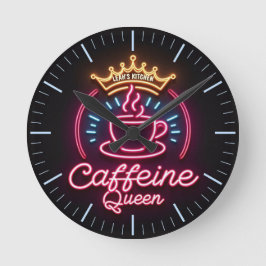 ☕ Coffeecore Clock Kaffee Meme Coffeine Queen Runde Wanduhr
