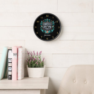Coffeecore Clock Kaffee Memen Barista Chalkboard Uhr