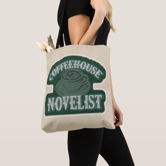 Coffeehouse Novelist Writers Illustriert Slogan Tasche (Von Nahem)