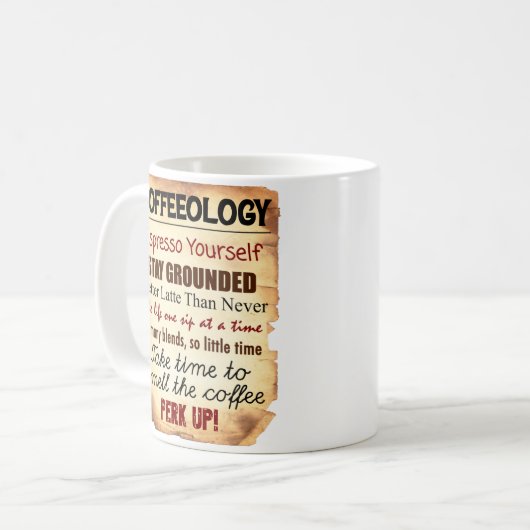 Coffeeology zerteilt kaffeetasse (Vorderseite Links)