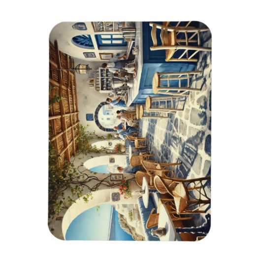 Coffeeshop in Santorin Magnet (Vertikal)
