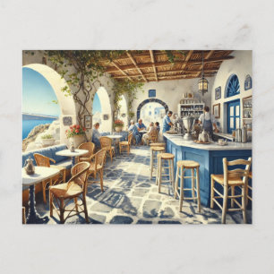 Coffeeshop in Santorin Postkarte