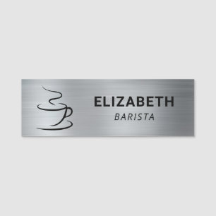 Coffeeshop-Logo Silber Namensschild