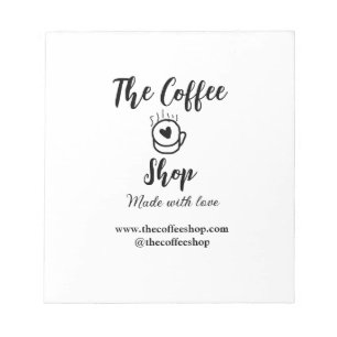 Coffeeshop und Website Social Media Business Notizblock