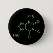 Coffein Coffee Molecule Chemisches Diagramm Button (Vorderseite)