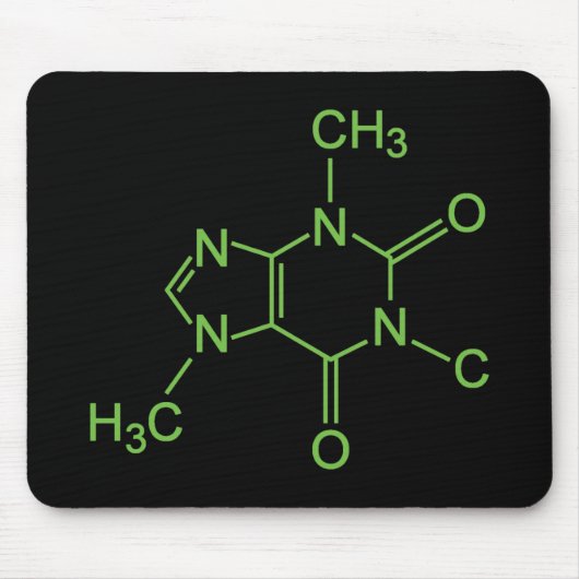 Coffein Coffee Molecule Chemisches Diagramm Mousepad (Vorne)