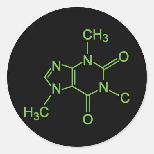 Coffein Coffee Molecule Chemisches Diagramm Runder Aufkleber (Vorderseite)