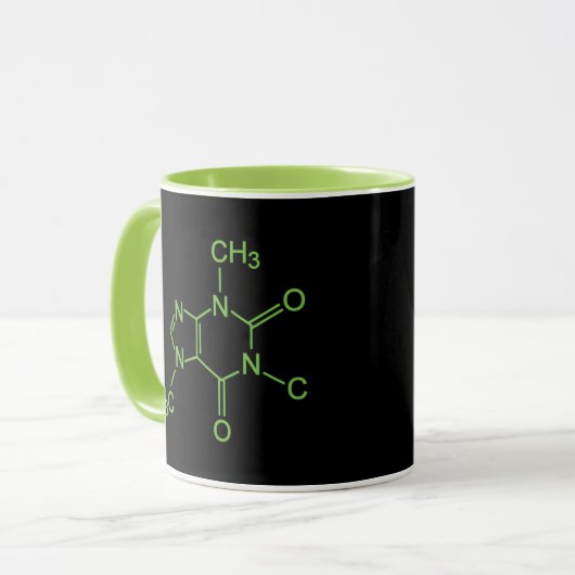 Coffein Coffee Molecule Chemisches Diagramm Tasse (Vorderseite Links)