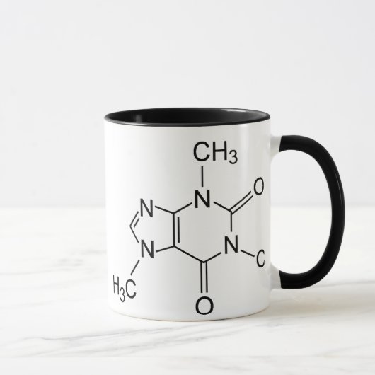 Coffein Coffee Molecule Chemisches Diagramm Tasse (Rechts)