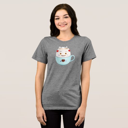 Coffein & Kindness Coffee Cup Sticker - Niedlich Tri-Blend Shirt (Vorderseite voll)