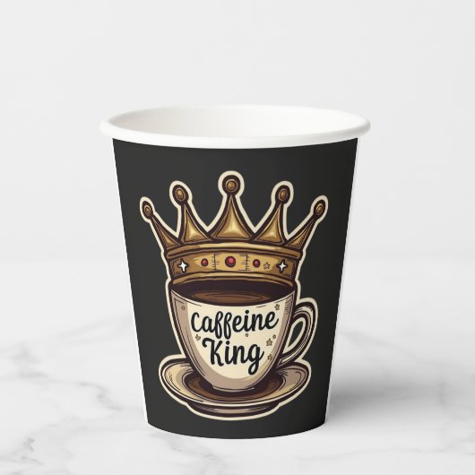 Coffein King - von Kaffee gekrönt Pappbecher (Vorderseite)
