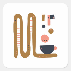 Coffein Lover Abstraction Design Quadratischer Aufkleber
