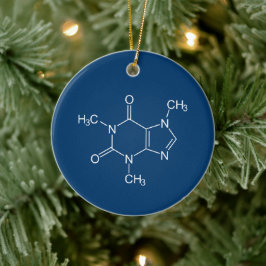 Coffein Molecule Blauer Keramik Ornament