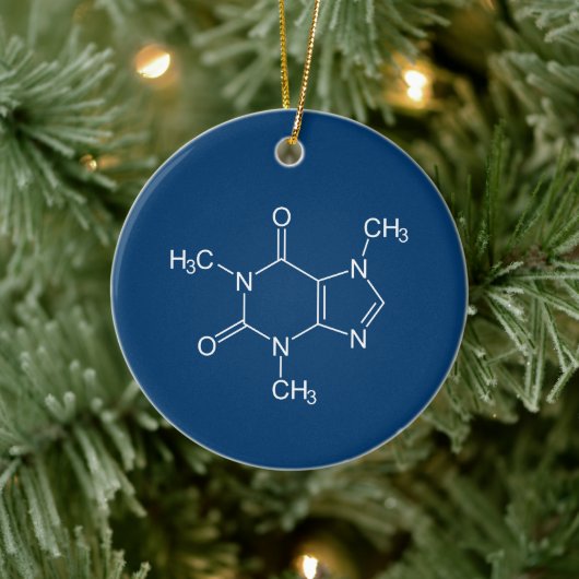 Coffein Molecule Blauer Keramik Ornament (Baum)