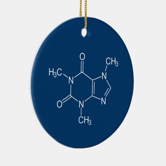 Coffein Molecule Blauer Keramik Ornament (Rechts)