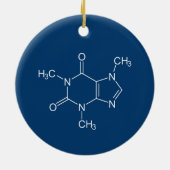 Coffein Molecule Blauer Keramik Ornament (Hinten)