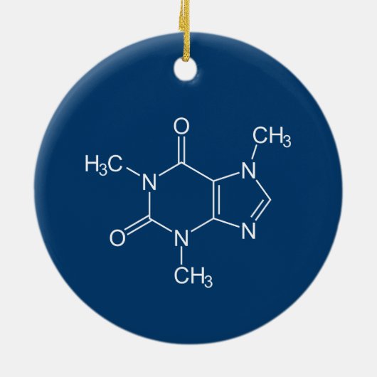 Coffein Molecule Blauer Keramik Ornament (Hinten)