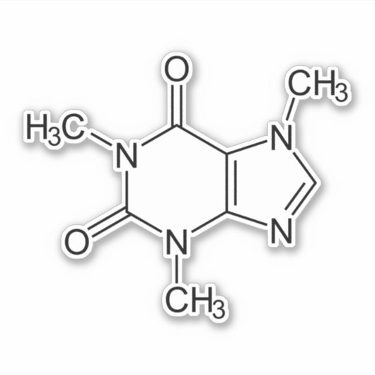 Coffein Molecule Chemistry Coffee Atome Aufkleber (Vorderseite)