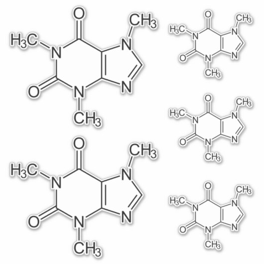 Coffein Molecule Chemistry Coffee Atome Aufkleber (Vorderseite)