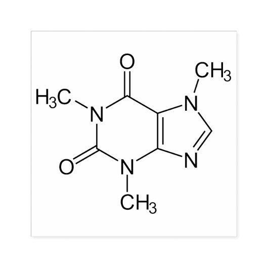 Coffein Molecule Chemistry Coffee Atome Gummistempel (Prägung)