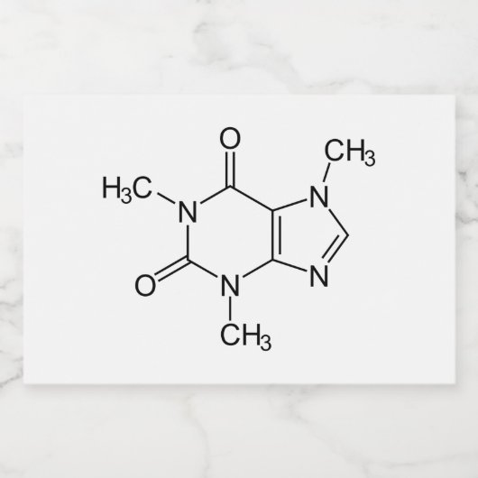 Coffein Molecule Chemistry Coffee Atome Lebensmitteletikett (Einzelnes Label)