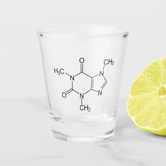 Coffein Molecule Chemistry Coffee Atome Schnapsglas (Vorderseite)