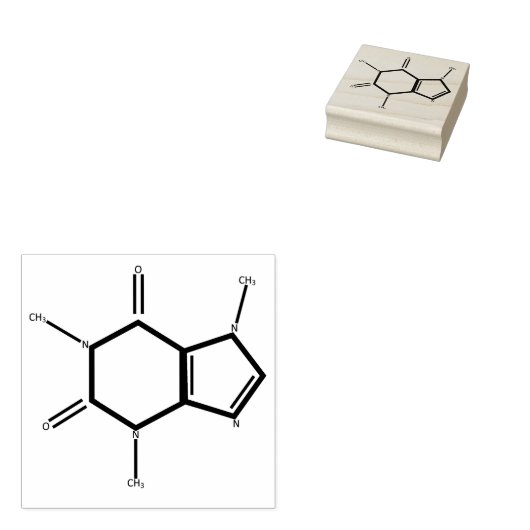 Coffein Molecule Gummistempel (Stempel)