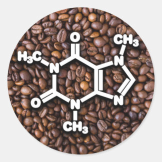 Coffein Molecule Kaffeebohnen Runder Aufkleber