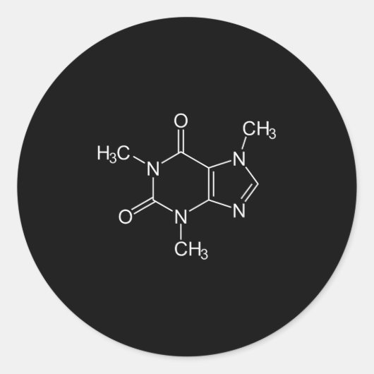 Coffein Molecule Kaffeeliebhaber Runder Aufkleber (Vorderseite)