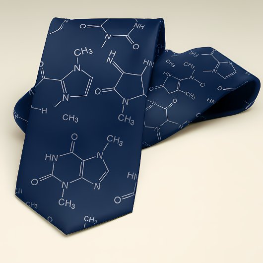Coffein Molecule Navy Blue Krawatte
