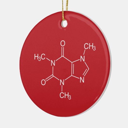 Coffein Molecule Rote Keramik Ornament (Links)