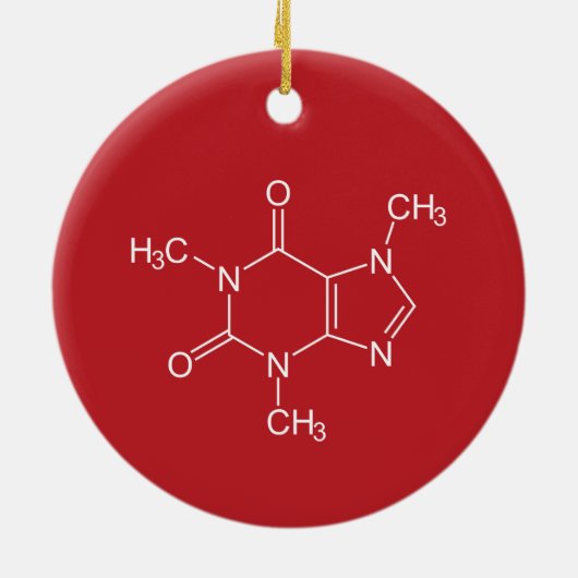 Coffein Molecule Rote Keramik Ornament (Hinten)