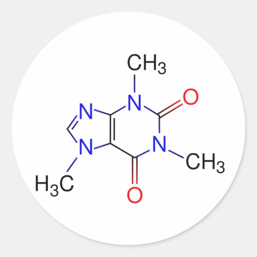Coffein Molecule Runder Aufkleber (Vorderseite)