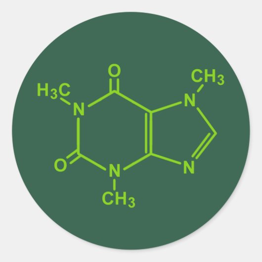 Coffein Molecule Runder Aufkleber (Vorderseite)
