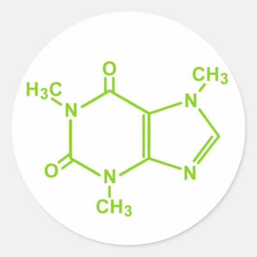 Coffein Molecule Runder Aufkleber (Vorderseite)