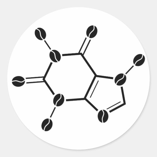 Coffein molekulare Bohnen Runder Aufkleber (Vorderseite)