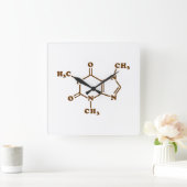 Coffein-Molekulare chemische Formel Quadratische Wanduhr (Zuhause)