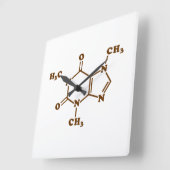 Coffein-Molekulare chemische Formel Quadratische Wanduhr (Winkel)