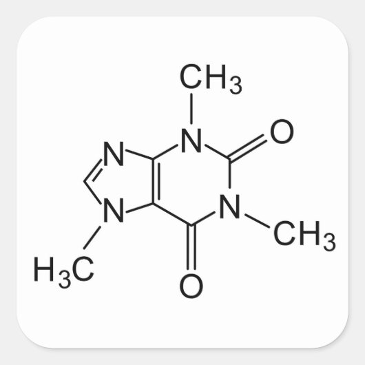 Coffeinchemikalische Formel Kaffeechemikalie Quadratischer Aufkleber (Vorderseite)